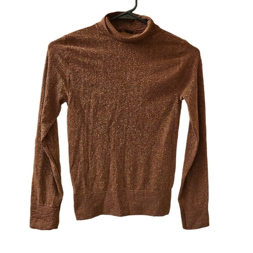 Long Sleeve Top Turtleneck Gold Womens S cut tag